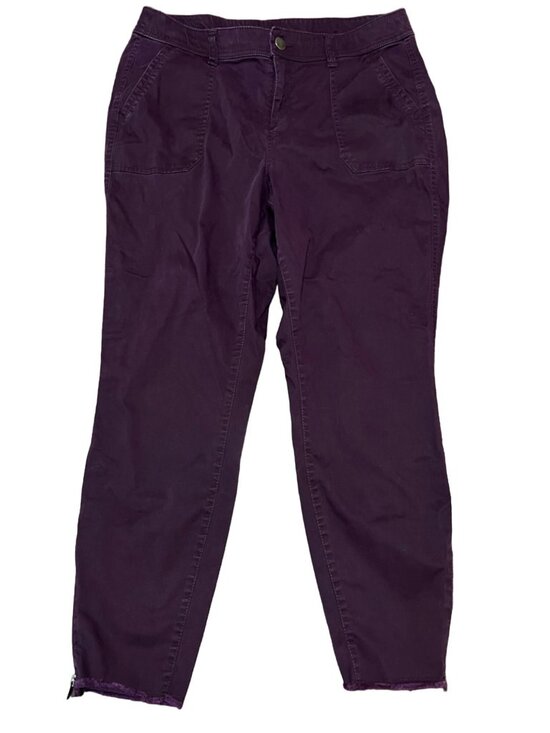 Lane Bryant Pants - Lane Bryant Purple High Rise Chino Pants Zip Ankle Skinny Slim Stretch 16